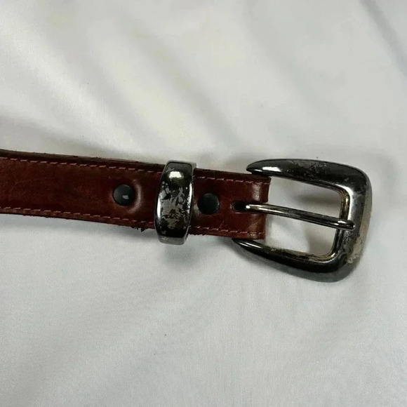 Badger Brown Leather Braided Moose Detail Removable Buckle Belt 46.5” Long - Picture 6 of 10
